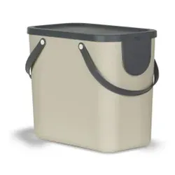 Rotho Mülleimer Trennsystem ALBULA, 25 Liter, Stapelbares Recycling Müllsystem für die Küche, Farbe: cappuccino