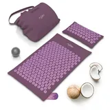 MyBeo Akupressurmatte mit Kissen + Massageball gegen Nacken und Rückenschmerzen, Akupressur Set, 71 x 44cm, Rosa