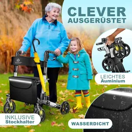 Kesser Leichtgewicht Rollator faltbar mit Sitz Schwarz