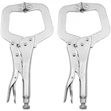 Set mit 2 ZONADAH-Schraubzwingen mit Feststellfunktion, 27,9 cm (11 Zoll) mit Drehgelenkpolstern – langlebige Zangen-Schraubstock-C-Klemme aus Stahl, 275 mm Metallbearbeitung, Schweißen