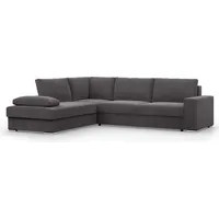 VELANO - Ecksofa mit Schlaffunktion, Bettkastem, Komfort und Still, dunkelgrau - Dunkelgrau