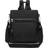 KONO Damen Rucksack Klein, Wasserdichter Tagesrucksack mit Diebstahlschutz, 3-in-1 Multifunktion Rucksack als Handtasche & Umhängetasche für Stadt, Arbeit, Reise Uni, Schwarz