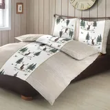 Traumschlaf Feinbiber Hirsche Beige 155 x 200 cm + 80 x 80 cm