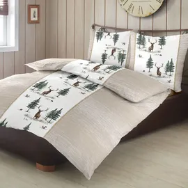 Traumschlaf Feinbiber Hirsche Beige 155 x 200 cm + 80 x 80 cm