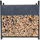 Quick Star Kaminholzregal Anthrazit 113 x 25 x 115 cm Garten Kaminholzunterstand 0,5 m3 Stapelhilfe Aussen mit Schutzhülle Grau