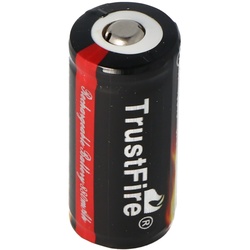 Trustfire 16340 Li-ion Akku 880mAh 3,6V - 3,7V PCB geschützt 36x16,4mm ACHTUNG: Lila Schutzfolie vor Gebrauch entfernen!