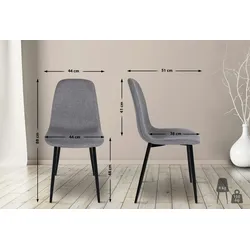 DELUKE® Esszimmerstühle 4er Set MOVI - Grau Stoff, Metall 88x44x51cm Esszimmerstuhl Stuhl Esszimmer Küchenstühle