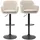 miliboo Barhocker höhenverstellbar beiger Stoff mit Samteffekt und Metall (2er-Set) AMIKA