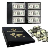 Münzalbum Papier 60 Taschen,29x24cm Euros Münzen Sammelalbum,PU Leder Banknoten Album zum Sammeln von Münze Banknoten Stempel Konzertkarten Aufbewahrung,Schwarz