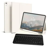 GKABXY Hülle mit Tastatur für iPad Air 11 Zoll (M4/M3/M2) 2026/2025/2024, iPad Air 5./4. generation 2022/2020 10,9 Zoll, magnetisch Abnehmbare Folio Bluetooth Tastatur hülle mit Stifthalter, Cremeweiß