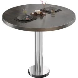 BML | Bistrotisch | Ø:H 70 x 75 cm | Wenge / Edelstahl | Rund | Edelstahl Rand