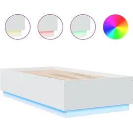 vidaXL Bettgestell mit LED Weiß 75x190 cm Holzwerkstoff