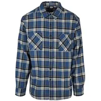 URBAN CLASSICS Lake Check Langarmhemd Dark Blue / White
