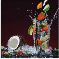 Glasbild ARTLAND "Frischer Fruchtcocktail II", bunt (farbe bild(er): bunt), B:30cm H:30cm, Bilder, in verschiedenen Größen