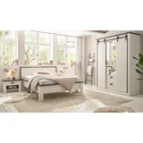 Schlafzimmer Set 4-teilig weiß Pinie Landhaus mit Bett Schrank und 2x Nako Stove