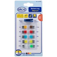 Alca alca® Kfz Micro 2 Sicherungen 5 - 30 A 10 St. Blister Auto Sicherungen 10er Set Standard Stecksicherungen Flachsicherungen Motorrad Wohnwagen