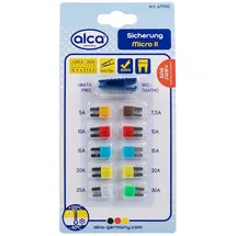 Alca alca® Kfz Micro 2 Sicherungen 5 - 30 A 10 St. Blister Auto Sicherungen 10er Set Standard Stecksicherungen Flachsicherungen Motorrad Wohnwagen