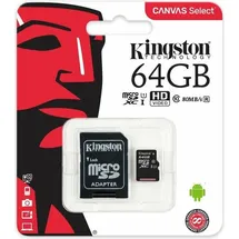 Kingston Sdcs/64gb Microsd Canvas Select Geschwindigkeit Klasse 10 Uhs-i – bis zu 80 Mb/s Lesezugriff - Sd-adapter)-