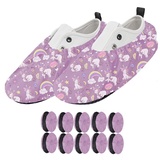 Ferocity 5 Paar Mehrweg Schuhüberzieher EU 25-30 für Kinder Wasserabweisend Überschuhe Rutschfester Waschbarer Schuhschützer Unisex Jungen Mädchen aus Polyester mit Motiv Pink Unicorn x5 [142] - 5 Pairs 25-30 size