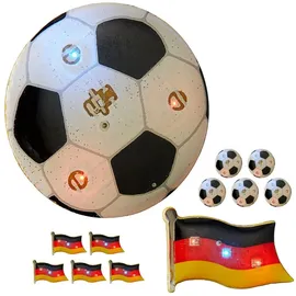 Cepewa LED Blinki 12er Set Fussball Fahne blinkt rot und blau Anstecknadel Magnet
