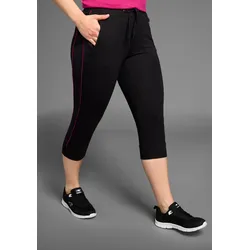 Jogginghose KANGAROOS, Damen, Gr. 52, N-Gr, schwarz, Sweatware, Obermaterial: 95% Baumwolle, 5% Elasthan, kontrastfarbene Details, sportlich, bequem 3/4-Länge, Hosen