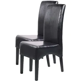 Mendler 2er-Set Esszimmerstuhl Küchenstuhl Stuhl Latina, LEDER ~ schwarz, dunkle Beine