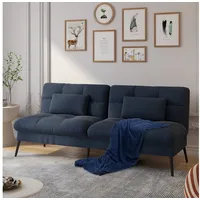 COMHOMA Schlafsofa Bettsofa mit Schlaffunktion, Klappsofa, Couch Gästebett mit verstellbare Rückenlehne aus Stoff blau