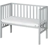 roba Beistellbett safe asleep® 2 in 1-45 x 90 cm - Komplettes Anstellbett mit Matratze - Holz taupe