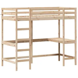 vidaXL Hochbett mit Schreibtisch 90 x 200 cm Kiefer massiv braun