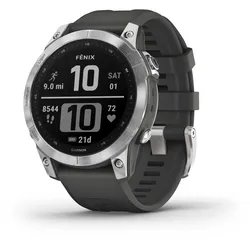 Garmin fenix 7 - 47 mm - silber - Sportuhr mit Band - Silikon - Graphit
