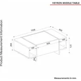 Asir Couchtisch Veyron 37,3x103,8 cm schwarz/gold - Schwarz/Gold