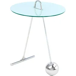 Beistelltisch KAYOOM "Pendulum 525, mit runder Tischplatte", bunt (silber, weiß), B:46cm H:60cm T:46cm, Stahl, Glas, Tische, Marmoroptik, Gestell im Pendel-Design, praktisch tragbar