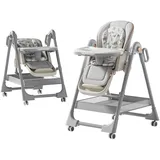 MoLi PU-Leder Hochstuhl, Hochstuhl Abnehmbares Doppellagiges Tablett Kinderhochstuhl, Verstellbarer Sitz Hochstühle (X8122 Grey)