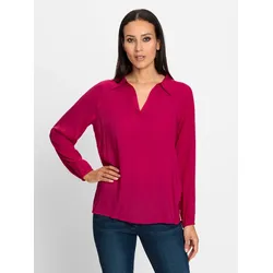 Schlupfbluse HEINE, Damen, Gr. 44, pink, 100% Modal, unifarben, V-Ausschnitt, Langarm, Blusen