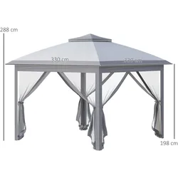 Outsunny - Pavillon - 330Lx330Wx288Hcm - Grau