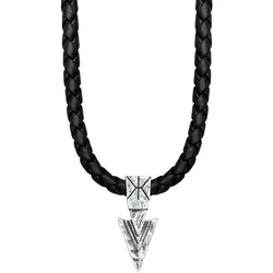 KUZZOI Herren Lederkette Arrow Oxidiert Basic 925 Silber 50 