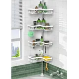 Kegii Teleskop Duschregal - Duschablage Ohne Bohren Weiß Teleskopregal Bad Edelstahl Duschkorb Ecke Teleskopregal Dusche Eckregal Badezimmer