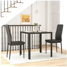 Homcom Essgruppe Esstisch mit 2 Stühlen Platzsparend Esszimmergruppe Sitzgruppe, Tischplatte aus Sicherheitsglas, Kunstleder Küchentisch-Set für Esszimmer, Küche Schwarz
