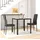 Homcom Essgruppe Esstisch mit 2 Stühlen Platzsparend Esszimmergruppe Sitzgruppe, Tischplatte aus Sicherheitsglas, Kunstleder Küchentisch-Set für Esszimmer, Küche Schwarz