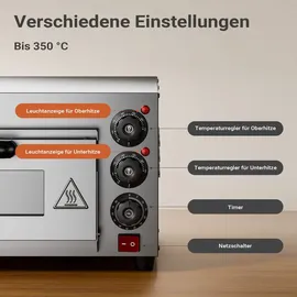 Wiltec Pizzaofen 2000W Silber