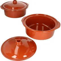 Mambocat Tontopf Cocotte Topf-Set 4-tlg. 2 x Tontopf Cocotte 4,5 L + 2 x Deckel