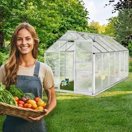 Tectake Gewächshaus Metall Transparent 11,13 m3 1,85 m x 3,75 m