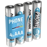 Ansmann Telefon Akku AAA 800 mAh 1,2 V (4 Stück) - DECT Phone Micro AAA Batterien wiederaufladbar, maxE geringe Selbstentladung, ideal für Schnurlostelefon, Babyphone, Walkie-Talkie