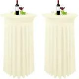 luxuskollektion 2er-Set Stretch Stehtisch Husse Elfenbein Ø 80-85 cm