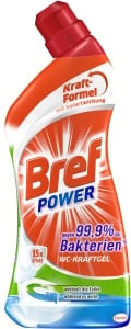 Bref Power WC-KraftGel, Toilettenreiniger mit 15x Effekt gegen die härtesten Verschmutzungen, 1000 ml - Flasche