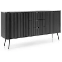 Deine Möbel 24 Kommode 168 x 87 x 39 cm Weiß/Schwarz/Beige/Gold
