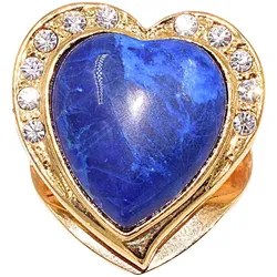 Tuchring FIRETTI "Schmuck Geschenk Messing Ansteckschmuck Schalclip Herz", bunt (gelbgoldfarben, kristallweiß, blau, kristallweiß, blau), Broschen, Damen, Messing, Made in Germany - mit Lapislazuli, Zirkonia (synth.)