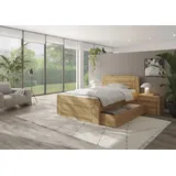 Home Affaire Massivholzbett HOME AFFAIRE "Vouillé ausgestattet mit einem Bettschubkasten", beige (kernbuche), B:109cm H:106cm L:210cm, Betten, Massivholzbett, wahlweise in Kernbuche oder Wildeiche erhältlich