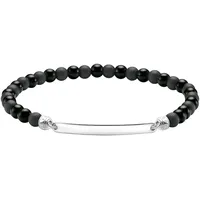 Thomas Sabo Gravierbares Armband mit Beads schwarz silberfarben A2179-023-11 Größe 21