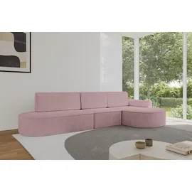 altdecor Eckcouch Cord 5-Sitzer Rosa